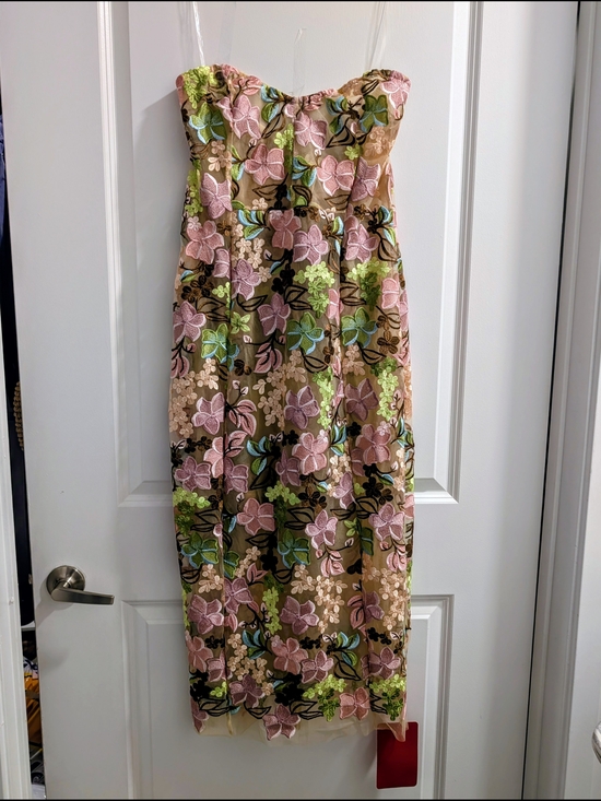 Fashion Nova Dresses & Skirts - Floral Strapless Midi Dress in Pink and Green